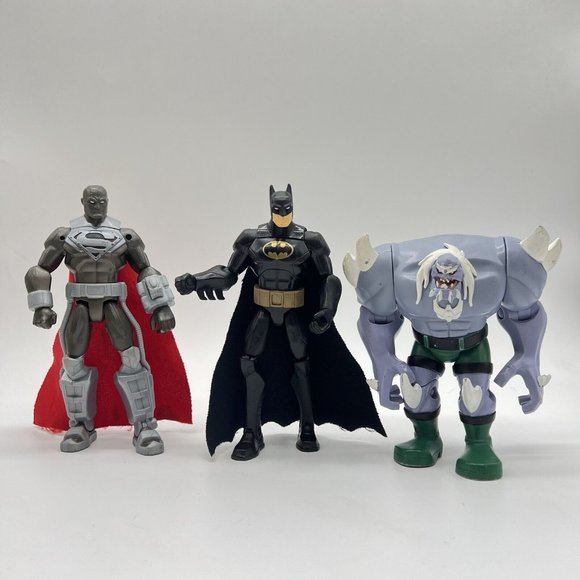 Mattel DC Comics Action Figure Lot Of 3 Steel Superman Doomsday & Batman Toy - Picture 1 of 3